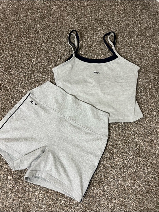 SET Active Other - SET Active Light Gray Crop Tank & Shorts
